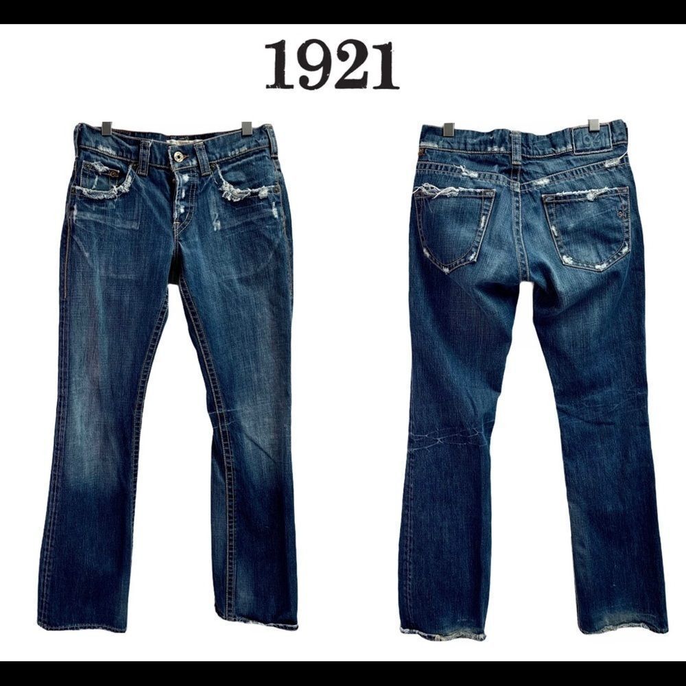 1921 button fly boot cut distressed jeans size 9